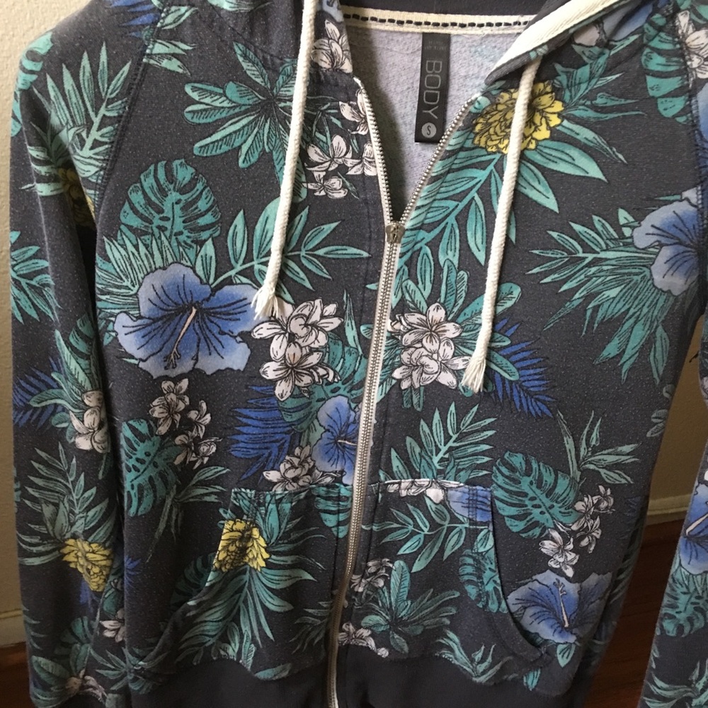 Paradise Print lightweight Zip-up Hoodie